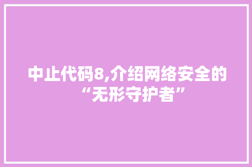中止代码8,介绍网络安全的“无形守护者”