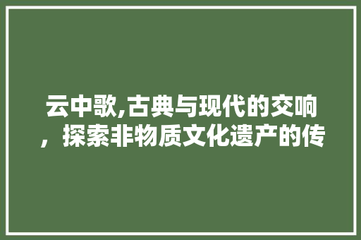 云中歌,古典与现代的交响，探索非物质文化遗产的传承之路