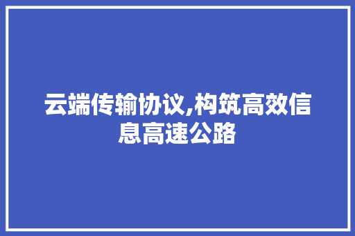 云端传输协议,构筑高效信息高速公路