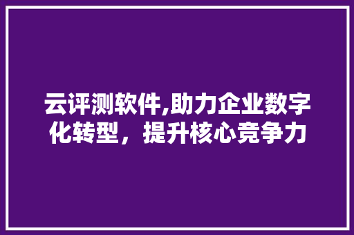 云评测软件,助力企业数字化转型，提升核心竞争力