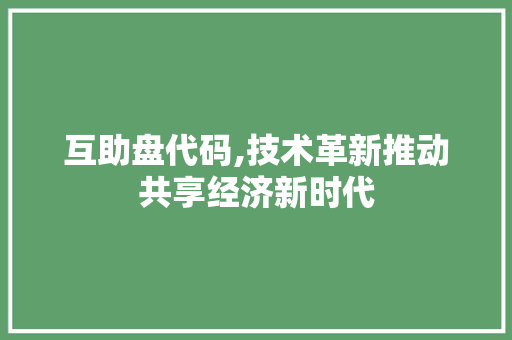 互助盘代码,技术革新推动共享经济新时代