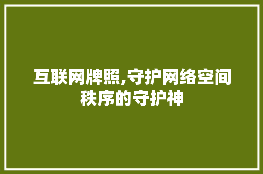 互联网牌照,守护网络空间秩序的守护神