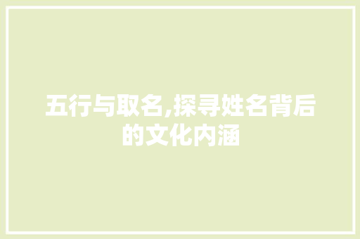 五行与取名,探寻姓名背后的文化内涵