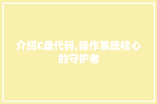 介绍C盘代码,操作系统核心的守护者