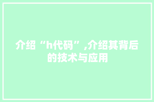 介绍“h代码”,介绍其背后的技术与应用