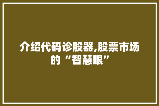 介绍代码诊股器,股票市场的“智慧眼”