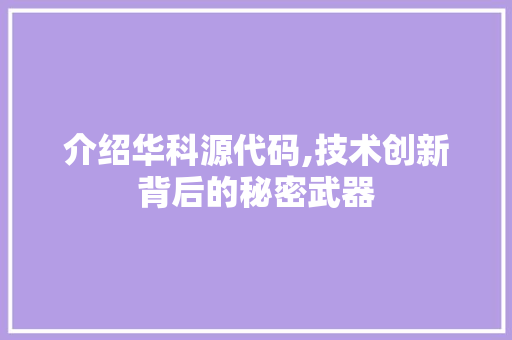 介绍华科源代码,技术创新背后的秘密武器