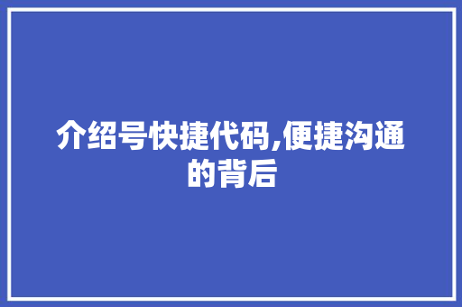 介绍号快捷代码,便捷沟通的背后