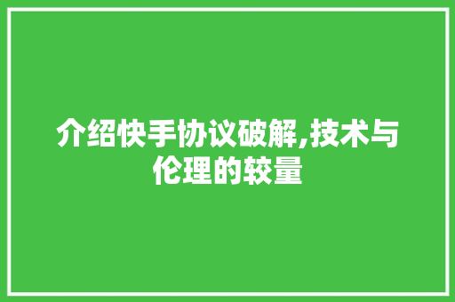 介绍快手协议破解,技术与伦理的较量
