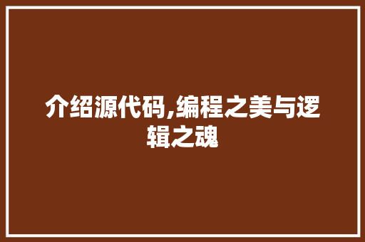 介绍源代码,编程之美与逻辑之魂