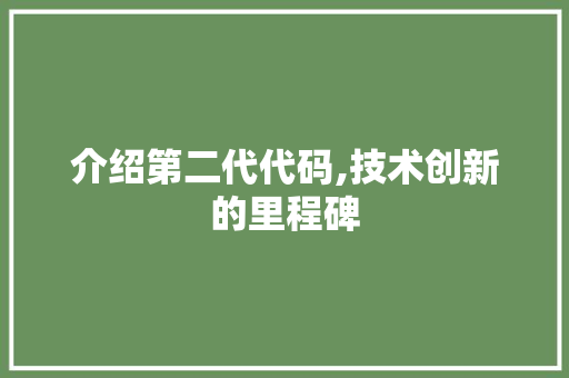 介绍第二代代码,技术创新的里程碑