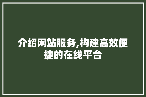 介绍网站服务,构建高效便捷的在线平台