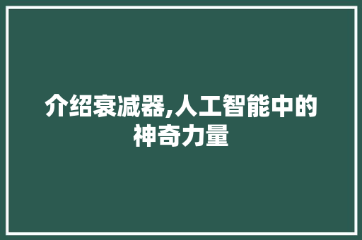 介绍衰减器,人工智能中的神奇力量