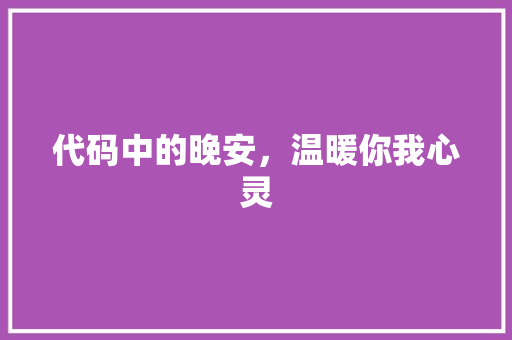 代码中的晚安，温暖你我心灵