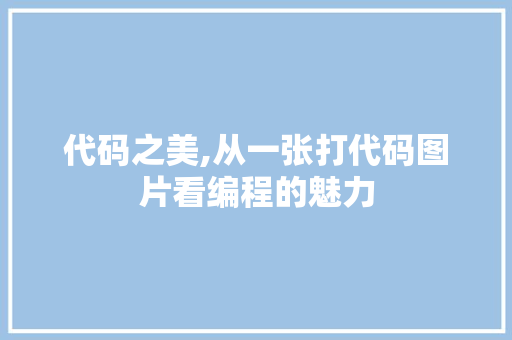代码之美,从一张打代码图片看编程的魅力