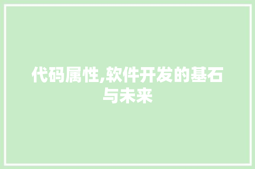 代码属性,软件开发的基石与未来