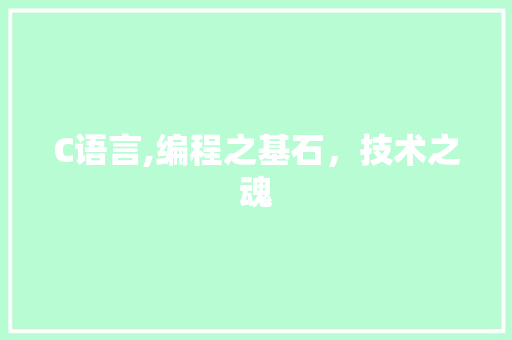 C语言,编程之基石，技术之魂