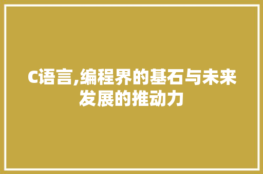 C语言,编程界的基石与未来发展的推动力