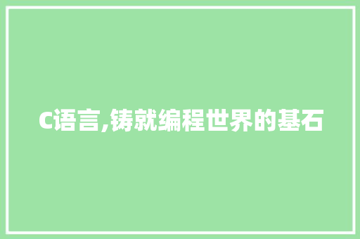 C语言,铸就编程世界的基石