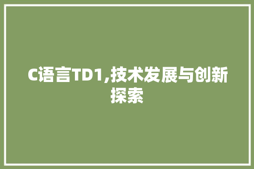 C语言TD1,技术发展与创新探索
