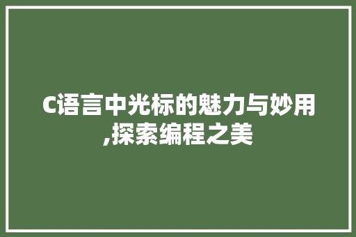 C语言中光标的魅力与妙用,探索编程之美