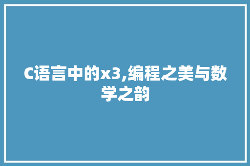 C语言中的x3,编程之美与数学之韵