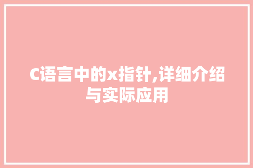 C语言中的x指针,详细介绍与实际应用