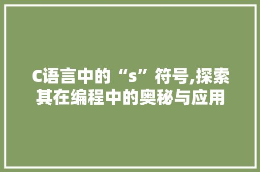 C语言中的“s”符号,探索其在编程中的奥秘与应用
