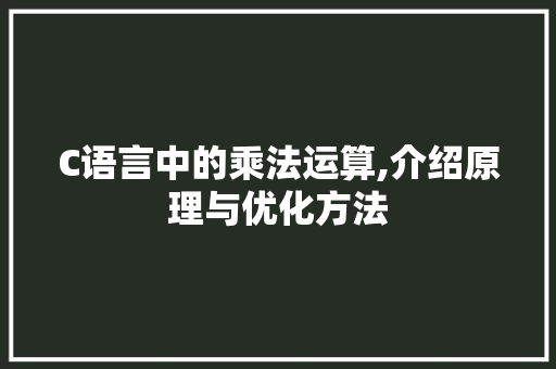 C语言中的乘法运算,介绍原理与优化方法