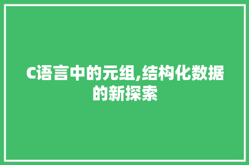 C语言中的元组,结构化数据的新探索