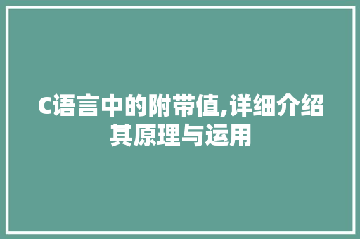 C语言中的附带值,详细介绍其原理与运用