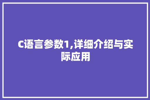 C语言参数1,详细介绍与实际应用