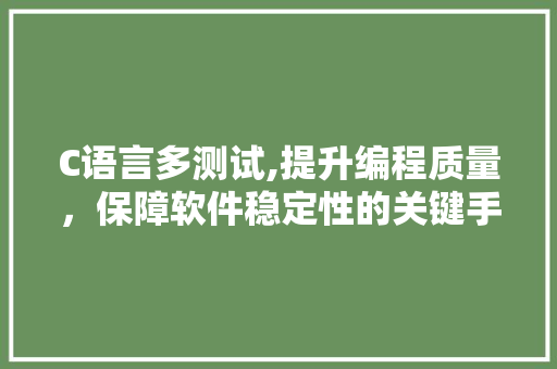 C语言多测试,提升编程质量，保障软件稳定性的关键手段