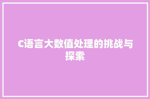 C语言大数值处理的挑战与探索