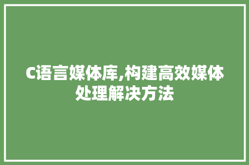 C语言媒体库,构建高效媒体处理解决方法