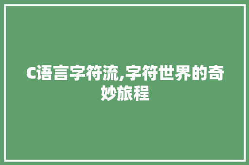 C语言字符流,字符世界的奇妙旅程