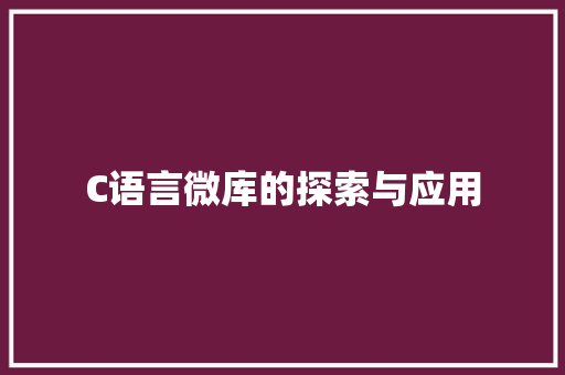 C语言微库的探索与应用