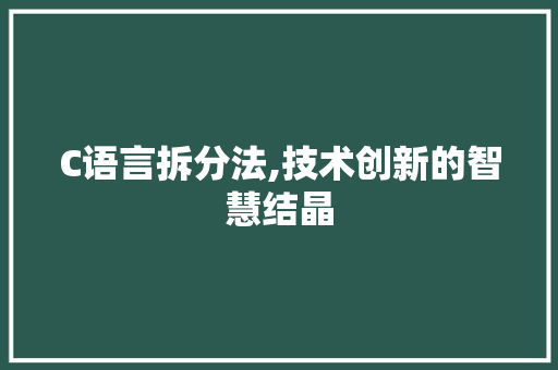 C语言拆分法,技术创新的智慧结晶