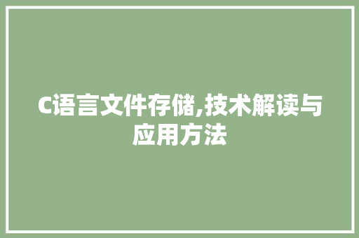 C语言文件存储,技术解读与应用方法
