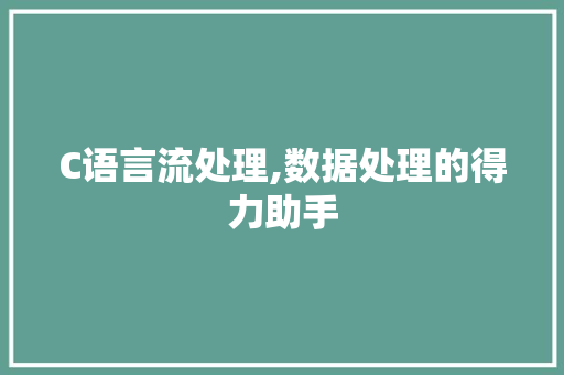 C语言流处理,数据处理的得力助手
