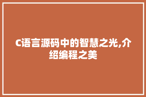 C语言源码中的智慧之光,介绍编程之美