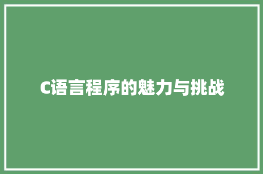 C语言程序的魅力与挑战