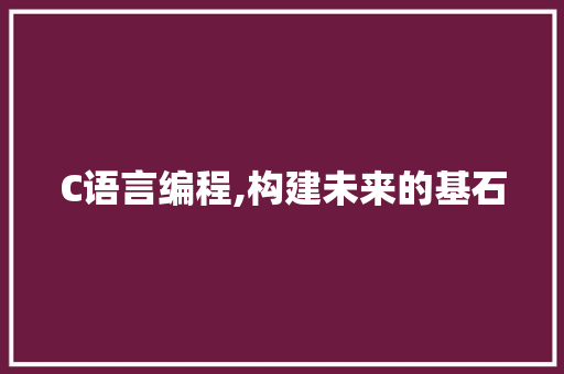 C语言编程,构建未来的基石