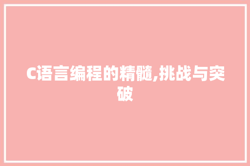 C语言编程的精髓,挑战与突破