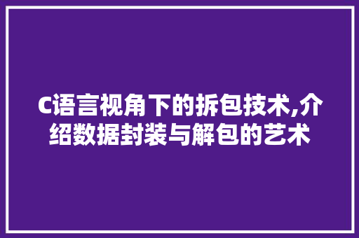 C语言视角下的拆包技术,介绍数据封装与解包的艺术