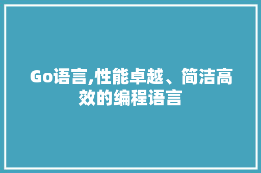 Go语言,性能卓越、简洁高效的编程语言