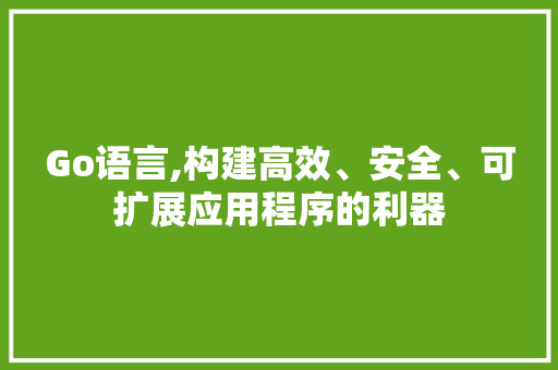 Go语言,构建高效、安全、可扩展应用程序的利器
