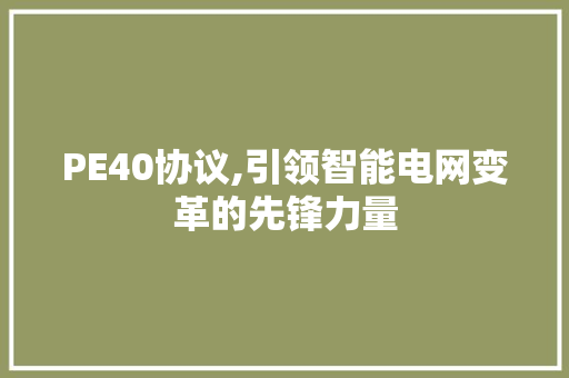 PE40协议,引领智能电网变革的先锋力量