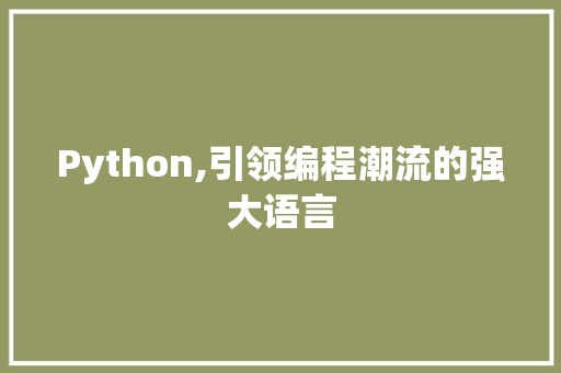 Python,引领编程潮流的强大语言