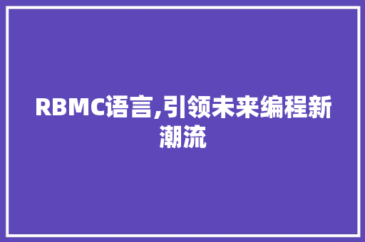 RBMC语言,引领未来编程新潮流
